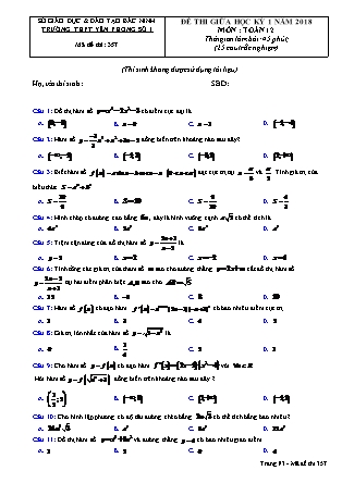 Đề kiểm tra giữa học kỳ I môn Toán học Lớp 12 - Mã đề 357 - Trường THPT Yên Phong số 1