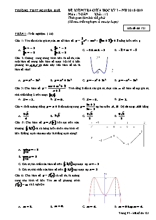 Đề kiểm tra giữa học kỳ I môn Toán Khối 12 - Mã đề 121 - Năm học 2018-2019 - Trường THPT Nguyễn Huệ