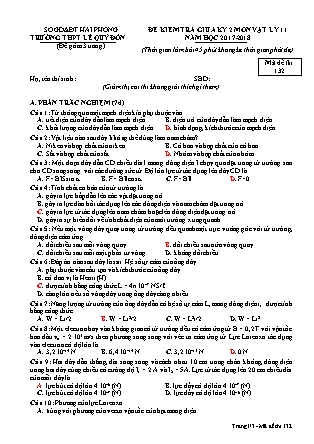 Đề kiểm tra giữa học kỳ II môn Vật lý Lớp 11 - Mã đề 132 - Trường THPT Lê Quý Đôn (Có đáp án)