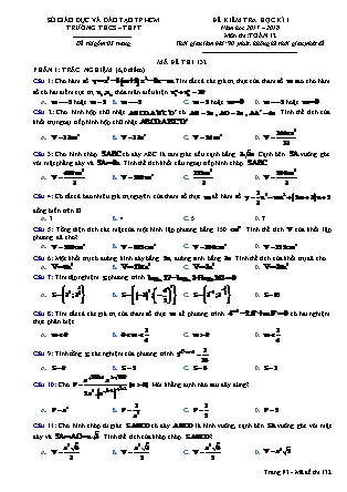 Đề kiểm tra học kỳ I môm Toán Lớp 12 - Mã đề 132 - Năm học 2017-2018 - Sở GD&ĐT Thành phố Phố Hồ Chí Minh