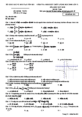 Đề kiểm tra khảo sát chất lượng học sinh môn Toán Lớp 12 - Mã đề 001 - Năm học 2017-2018 - Sở GD&DDT Yên Bái