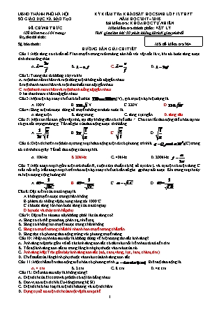 Đề kiểm tra môn Vật lý - Kỳ kiểm tra khảo sát học sinh Lớp 12 THPT - Mã đề 964 - Năm học 2017-2018 - Sở GD&ĐT Thành phố Hà Nội (Có đáp án)