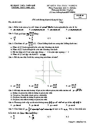 Đề kiểm tra trắc nghiệm môn Giải tích Lớp 12 - Mã đề 312 - Năm học 2016-2017 - Trường THPT Vĩnh Lộc (Có đáp án)