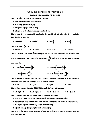 Đề luyện nâng cao môn Vật lý Lớp 12 - Đề 07