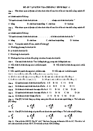 Đề ôn tập kiểm tra chương I môn Hình học Lớp 12