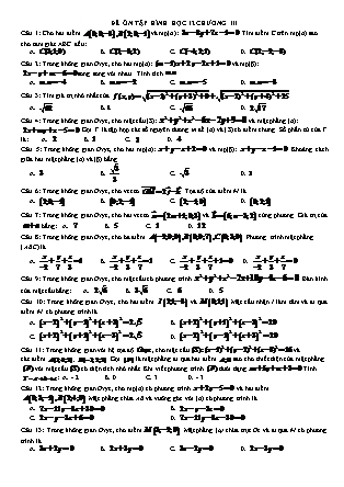 Đề ôn tập môn Hình học Lớp 12 - Chương III