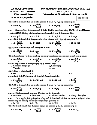 Đề thi chuyên đề lần 3 môn Vật lý Lớp 11 - Mã đề 134 - Năm học 2018-2019 - Trường THPT Liễn Sơn