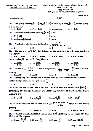 Đề thi khảo sát chất lượng đội tuyển học sinh giỏi lần 1 môn Toán Lớp 12 - Mã đề 105 - Trường THPT Lý Thái Tổ