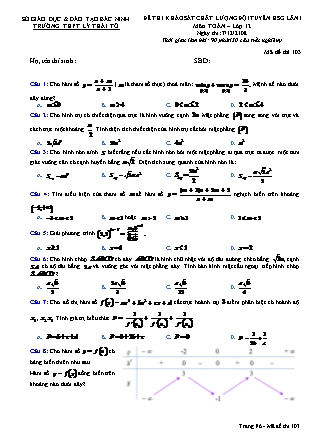 Đề thi khảo sát chất lượng đội tuyển học sinh giỏi lần 1 môn Toán Lớp 12 - Mã đề 103 - Trường THPT Lý Thái Tổ