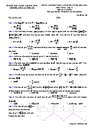 Đề thi khảo sát chất lượng đội tuyển học sinh giỏi lần 1 môn Toán Lớp 12 - Mã đề 108 - Trường THPT Lý Thái Tổ
