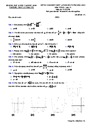 Đề thi khảo sát chất lượng đội tuyển học sinh giỏi lần 1 môn Toán Lớp 12 - Mã đề 112 - Trường THPT Lý Thái Tổ