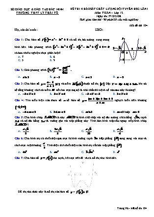 Đề thi khảo sát chất lượng đội tuyển học sinh giỏi lần 1 môn Toán Lớp 12 - Mã đề 104 - Trường THPT Lý Thái Tổ