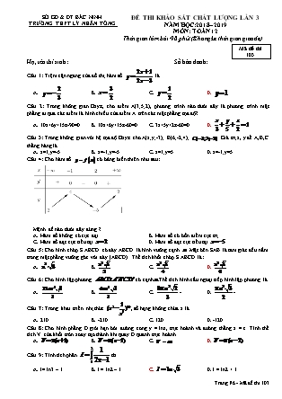 Đề thi khảo sát chất lượng lần 3 môn Toán Lớp 12 - Mã đề 103 - Năm học 2018-2019 - Trường THPT Lý Nhân Tông