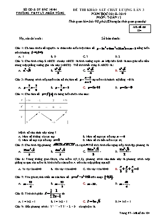 Đề thi khảo sát chất lượng lần 3 môn Toán Lớp 12 - Mã đề 104 - Năm học 2018-2019 - Trường THPT Lý Nhân Tông