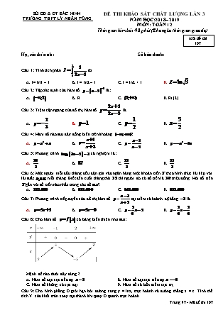 Đề thi khảo sát chất lượng lần 3 môn Toán Lớp 12 - Mã đề 107 - Năm học 2018-2019 - Trường THPT Lý Nhân Tông