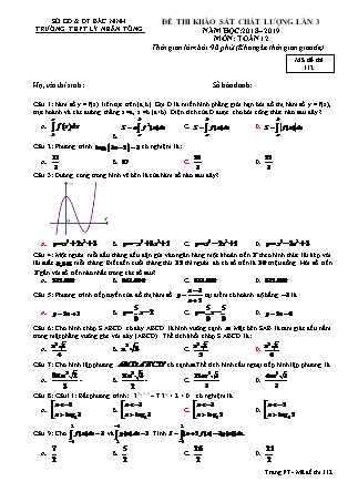 Đề thi khảo sát chất lượng lần 3 môn Toán Lớp 12 - Mã đề 112 - Năm học 2018-2019 - Trường THPT Lý Nhân Tông