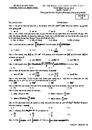 Đề thi khảo sát chất lượng lần 3 môn Toán Lớp 12 - Mã đề 118 - Năm học 2018-2019 - Trường THPT Lý Nhân Tông
