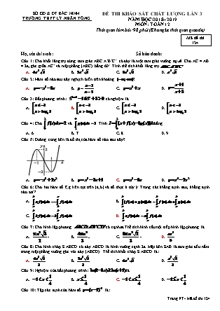 Đề thi khảo sát chất lượng lần 3 môn Toán Lớp 12 - Mã đề 124 - Năm học 2018-2019 - Trường THPT Lý Nhân Tông