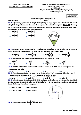 Đề thi khảo sát chất lượng lần 3 môn Toán Lớp 12 - Mã đề 205 - Năm học 2017-2018 - Trường THPT Lý Nhân Tông