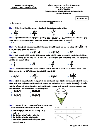 Đề thi khảo sát chất lượng lần 3 môn Toán Lớp 12 - Mã đề 208 - Năm học 2017-2018 - Trường THPT Lý Nhân Tông