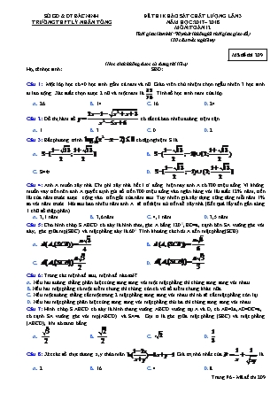 Đề thi khảo sát chất lượng lần 3 môn Toán Lớp 12 - Mã đề 209 - Năm học 2017-2018 - Trường THPT Lý Nhân Tông