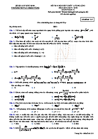 Đề thi khảo sát chất lượng lần 3 môn Toán Lớp 12 - Mã đề 215 - Năm học 2017-2018 - Trường THPT Lý Nhân Tông