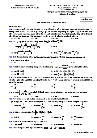 Đề thi khảo sát chất lượng lần 3 môn Toán Lớp 12 - Mã đề 216 - Năm học 2017-2018 - Trường THPT Lý Nhân Tông