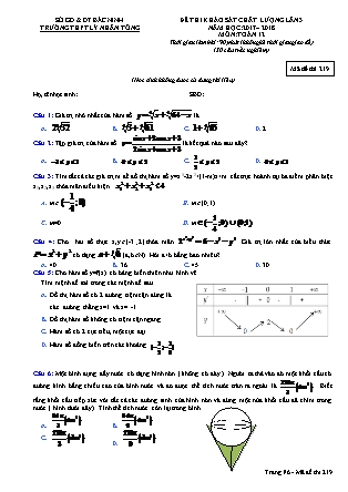 Đề thi khảo sát chất lượng lần 3 môn Toán Lớp 12 - Mã đề 219 - Năm học 2017-2018 - Trường THPT Lý Nhân Tông