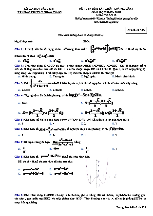 Đề thi khảo sát chất lượng lần 3 môn Toán Lớp 12 - Mã đề 223 - Năm học 2017-2018 - Trường THPT Lý Nhân Tông