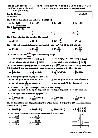 Đề thi khảo sát THPT Quốc gia môn Toán Lớp 12 - Mã đề 124 - Năm học 2017-2018 - Trường THPT Trần Phú