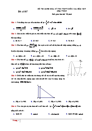 Đề thi minh họa kỳ thi THPT Quốc gia môn Toán - Đề số 007 (Có đáp án)