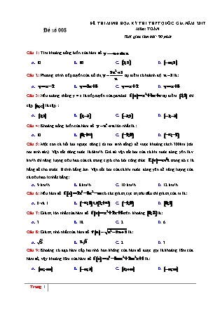 Đề thi minh họa kỳ thi THPT Quốc gia môn Toán - Đề số 008 (Có đáp án)