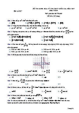 Đề thi minh họa kỳ thi THPT Quốc gia môn Toán - Đề số 017 (Có đáp án)