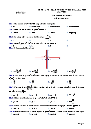 Đề thi minh họa kỳ thi THPT Quốc gia môn Toán - Đề số 018 (Có đáp án)