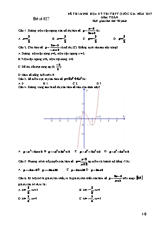 Đề thi minh họa kỳ thi THPT Quốc gia môn Toán - Đề số 027 (Có đáp án)