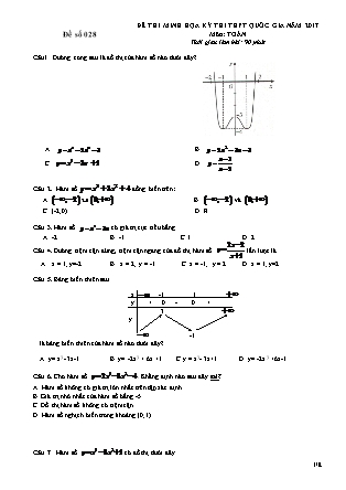 Đề thi minh họa kỳ thi THPT Quốc gia môn Toán - Đề số 028 (Có đáp án)