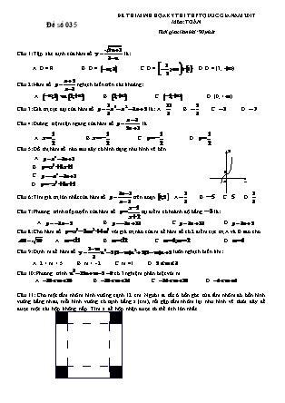 Đề thi minh họa kỳ thi THPT Quốc gia môn Toán - Đề số 035 (Có đáp án)