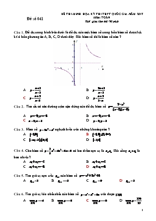 Đề thi minh họa kỳ thi THPT Quốc gia môn Toán - Đề số 041 (Có đáp án)