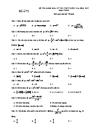 Đề thi minh họa kỳ thi THPT Quốc gia năm 2017 môn Toán - Đề số 073 (Có đáp án)