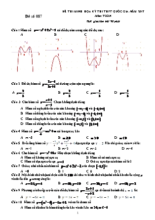 Đề thi minh họa kỳ thi THPT Quốc gia năm 2017 môn Toán - Đề số 087 (Có đáp án)