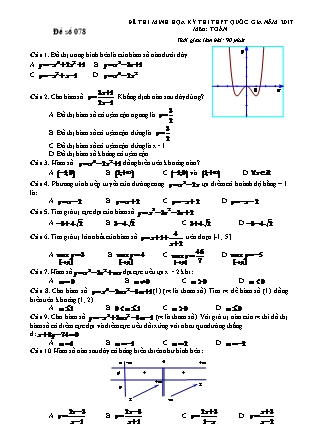 Đề thi minh họa kỳ thi THPT Quốc gia năm 2017 môn Toán - Đề số 078 (Có đáp án)