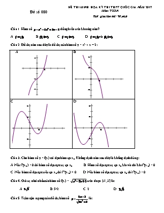 Đề thi minh họa kỳ thi THPT Quốc gia năm 2017 môn Toán - Đề số 080 (Có đáp án)