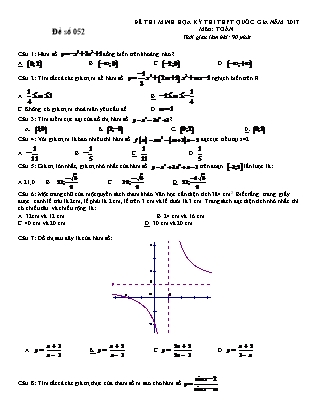 Đề thi minh họa kỳ thi THPT Quốc gia năm 2017 môn Toán - Đề số 052 (Có đáp án)