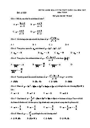 Đề thi minh họa kỳ thi THPT Quốc gia năm 2017 môn Toán - Đề số 089 (Có đáp án)
