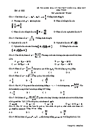 Đề thi minh họa kỳ thi THPT Quốc gia năm 2017 môn Toán - Đề số 088 (Có đáp án)