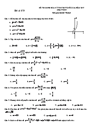 Đề thi minh họa kỳ thi THPT Quốc gia năm 2017 môn Toán - Đề số 079 (Có đáp án)