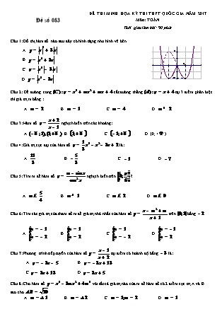 Đề thi minh họa kỳ thi THPT Quốc gia năm 2017 môn Toán - Đề số 083 (Có đáp án)
