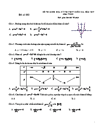 Đề thi minh họa kỳ thi THPT Quốc gia năm 2017 môn Toán - Đề số 093 (Có đáp án)
