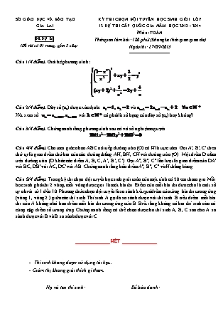 Đề thi môn Toán - Kỳ thi chọn học sinh giỏi cấp tỉnh Lớp 12 THPT - Bảng B - Năm học 2013-2014- Sở GD&ĐT Gia Lai (Đề dự bị - Có đáp án)