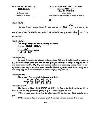 Đề thi môn Toán - Kỳ thi chọn học sinh giỏi Lớp 12 cấp tỉnh - Năm học 2013-2014 - Sở GD&ĐT Bình Thuận